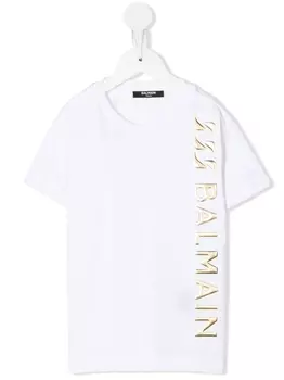Balmain Kids футболка с логотипом, белый