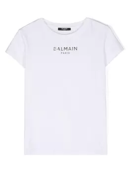 Balmain Kids футболка с логотипом, белый