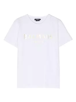 Balmain Kids футболка с логотипом, белый
