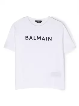 Balmain Kids футболка с логотипом, белый