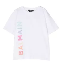 Balmain Kids футболка с логотипом, белый