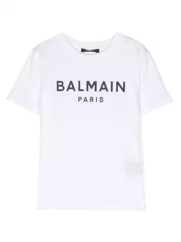 Balmain Kids футболка с логотипом, белый