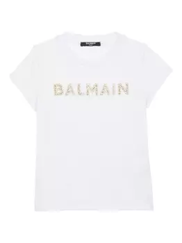 Balmain Kids футболка с логотипом, белый