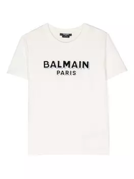 Balmain Kids футболка с логотипом, белый