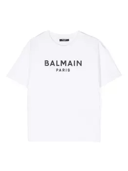 Balmain Kids футболка с логотипом, белый