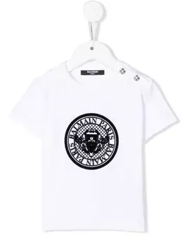 Balmain Kids футболка с логотипом, белый