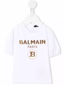 Balmain Kids футболка с логотипом, белый