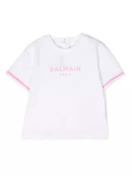 Balmain Kids футболка с логотипом, белый