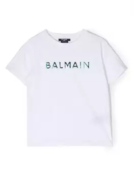 Balmain Kids футболка с логотипом, белый