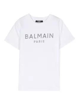Balmain Kids футболка с логотипом, белый