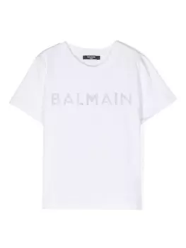 Balmain Kids футболка с логотипом, белый