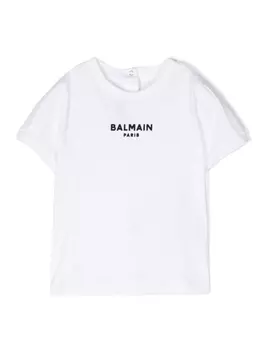 Balmain Kids футболка с логотипом, белый