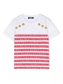 Balmain Kids футболка с логотипом, белый