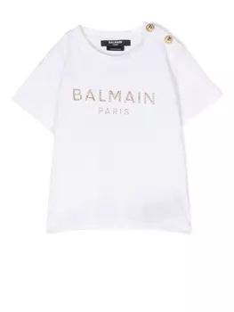 Balmain Kids футболка с логотипом, белый