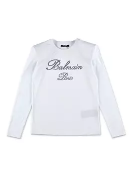 Balmain Kids футболка с логотипом, белый