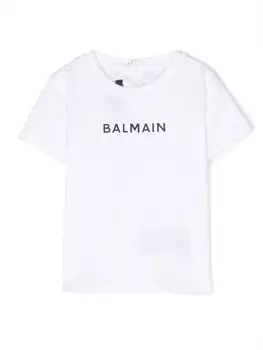 Balmain Kids футболка с логотипом, белый