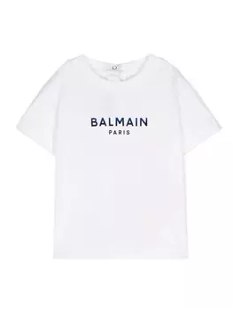 Balmain Kids футболка с логотипом, белый