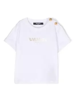 Balmain Kids футболка с логотипом, белый