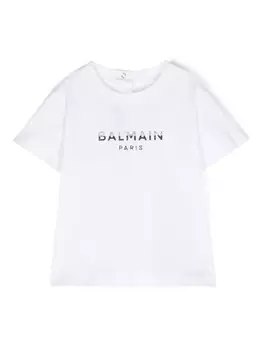 Balmain Kids футболка с логотипом, белый