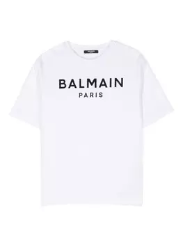 Balmain Kids футболка с логотипом, белый