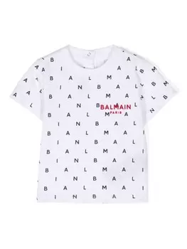 Balmain Kids футболка с логотипом, белый