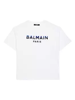 Balmain Kids футболка с логотипом, белый