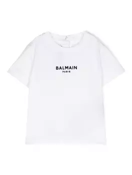 Balmain Kids футболка с логотипом, белый