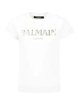 Balmain Kids футболка с логотипом, белый