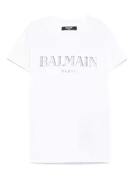 Balmain Kids футболка с логотипом, белый