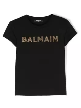 Balmain Kids футболка с логотипом, черный