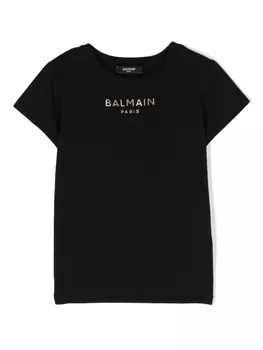 Balmain Kids футболка с логотипом, черный