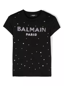 Balmain Kids футболка с логотипом, черный