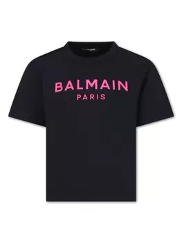 Balmain Kids футболка с логотипом, черный