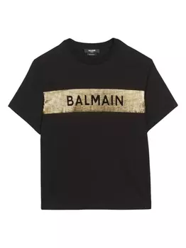 Balmain Kids футболка с логотипом, черный