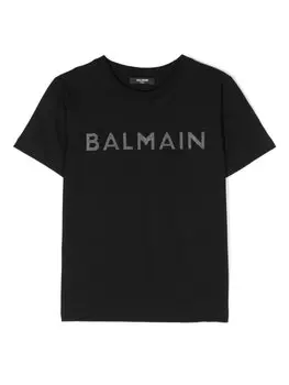 Balmain Kids футболка с логотипом, черный