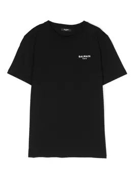 Balmain Kids футболка с логотипом, черный