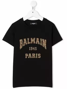 Balmain Kids футболка с логотипом, черный