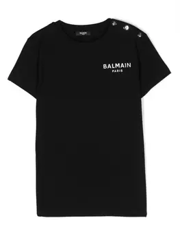 Balmain Kids футболка с логотипом, черный