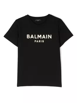 Balmain Kids футболка с логотипом, черный
