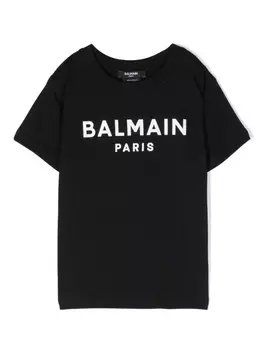 Balmain Kids футболка с логотипом, черный