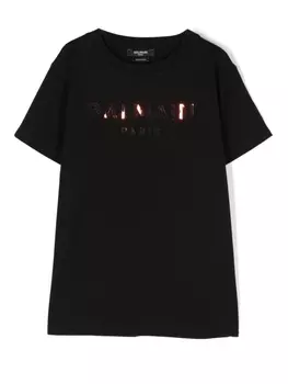 Balmain Kids футболка с логотипом, черный