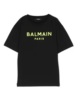 Balmain Kids футболка с логотипом, черный