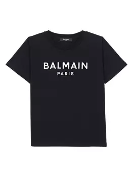 Balmain Kids футболка с логотипом, черный