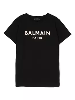 Balmain Kids футболка с логотипом, черный