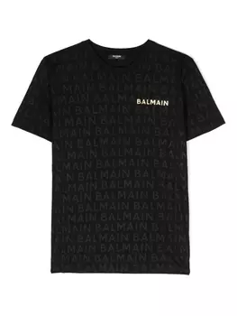 Balmain Kids футболка с логотипом, черный