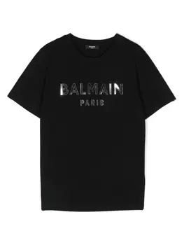 Balmain Kids футболка с логотипом, черный