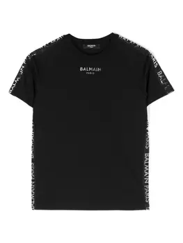 Balmain Kids футболка с логотипом, черный