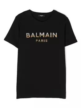Balmain Kids футболка с логотипом, черный