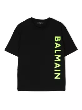 Balmain Kids футболка с логотипом, черный