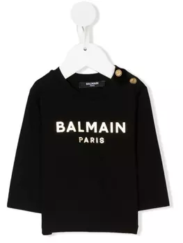 Balmain Kids футболка с логотипом, черный